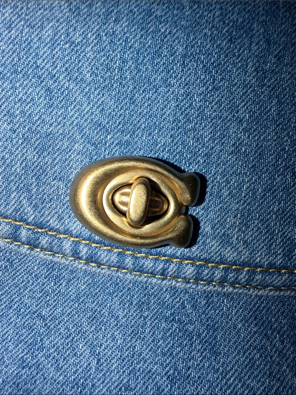 Coach Cassie 19 Denim Crossbody Bag with Gold C turn lock. - Blue - Picture 4 of 5